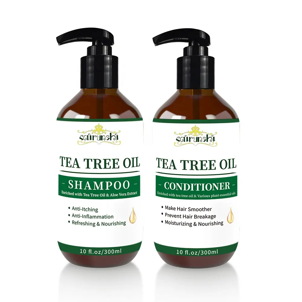 Free Sample Private Label Scalp Treatment Herbal Natural Organic Tea Tree Oil Shampoo with Liquid Keratin