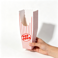 Boîtes à popcorn jetables rayées rouge et blanc, à bords festonnés, pour l'emballage de pop-corn de cinéma ou de fêtes