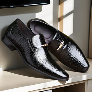 New Arrival Men's <strong>Croc</strong> Embossed Metal Ornament Penny <strong>Loafers</strong> Soft Low-heel Durable Non-slip Rubber Outsole Dress Casual Shoes - Product Image 4