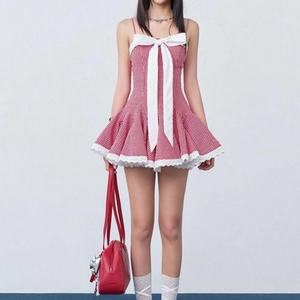 เดรสสั้นสายเดี่ยวผูกโบว์ ดีไซน์หรูหรา ประดับระบาย ทรงเข้ารูป สวยเซ็กซี่น่ารักสำหรับผู้หญิง - Product Image 2