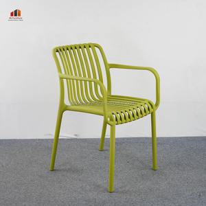 <span class=keywords><strong>Chaise</strong></span> en plastique d'extérieur avec design à lattes ventilées, durable et résistante aux intempéries pour patio, café et restaurant - Product Image 4