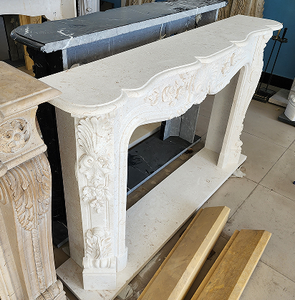 เตาผิงหินอ่อนสั่งทำพิเศษ สไตล์โมเดิร์น แกะสลักด้วยมือ หรูหรา สีเบจมูนไลท์ พร้อมหิ้งเตาผิงหินอ่อน - Product Image 4