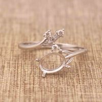 Semi-montage 6*8mm bague en argent Sterling cadre vide Support vierge réglage de griffe S925 support de Base sans pierre centrale bricolage pour incrustation