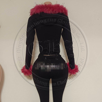 Femmes Y2k col en fourrure manches longues sweat à capuche court et pantalons de survêtement 2 pièces ensemble automne sweats gaufré tricot vestes Streetwear