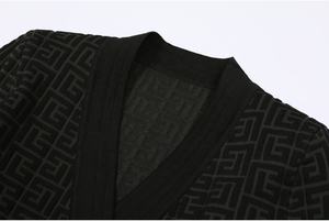 AIMEISI Hochwertiges, Sofort Verfügbares, Lässiges Und Elegantes Zweiteiliges Damen-Set Mit Gestreiftem, Ärmellosem, Langem Kleid Und Strickjacke Mit V-Ausschnitt - Product Image 2