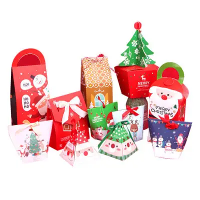 Natale pieghevole Mini imballaggio resistente al bambino all'ingrosso marrone scatola di carta Kraft scatole Eco Friendly