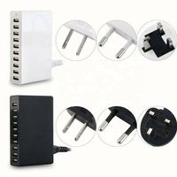 Chargeur mural portable à 10 ports USB, charge rapide, 5V 10A 60W, chargeur de voyage, chargeur QC3.0, vente chaude