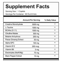 Complément de créatine en gommes haute puissance pour adultes, force musculaire, endurance, récupération, anti-catabolisme, pectine, agar-agar, végétalien
