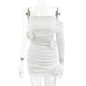 Nouvelle robe pour <span class=keywords><strong>femme</strong></span>, sexy, tendance, épaules dénudées, à une manche, coupe ajustée, <span class=keywords><strong>jupe</strong></span> de haute qualité - Product Image 4