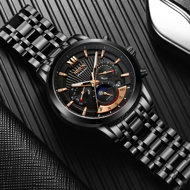 NESUN Men's Automatic Mechanical Watch, Waterproof, Luminescent, Sports, Fashion, Casual Men's Wristwatch