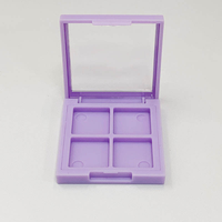 Boîte à fards à paupières carrée violette en ABS avec sérigraphie, quatre compartiments, emballage cosmétique en plastique personnalisable OEM/ODM