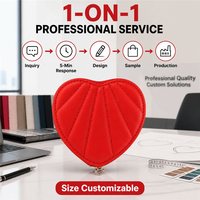 Dompet Koin Kulit PU Bentuk Hati Merah Mewah Mini Kecil dengan Resleting untuk Wanita, Gantungan Kunci Lucu, Kantong Uang Receh Grosir B2B