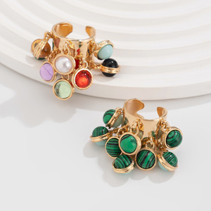 YW moda Retro <span class=keywords><strong>Palacio</strong></span> incrustaciones anillo geométrico aleación Circular anillo abierto joyería mujeres anillos - Product Image 2