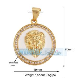 Commercio all'ingrosso fai da te bracciale collana gioielli rame placcato oro brillante zircone accessori Punk geometrico giraffa ciondolo testa di leone - Product Image 5