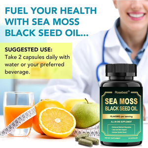 Suplemen Herbal Kapsul Ekstrak Bubuk Rumput Laut & Minyak Biji Hitam Halal Vegan Organik All in One Label Pribadi OEM Grosir - Product Image 6