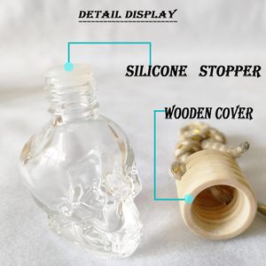 <span class=keywords><strong>Testa</strong></span> <span class=keywords><strong>vuota</strong></span> a forma di teschio da 8ml bottiglia di vetro profumo per auto diffusore di cristallo per aromaterapia bottiglia con corda appesa - Product Image 5