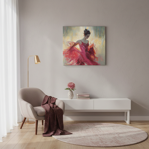 Printed Canvas Art - Ballerina in Red Dress Girl <b>Room</b> Decor,ROLLED <b>POSTER</b> - Product Image 3