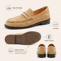 Mocassins plissés pour femmes, chaussures plates décontractées à enfiler