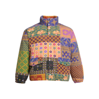 Veste matelassée en coton pour homme, motif mosaïque multicolore personnalisé, coupe ample, style tapisserie, pour l'hiver