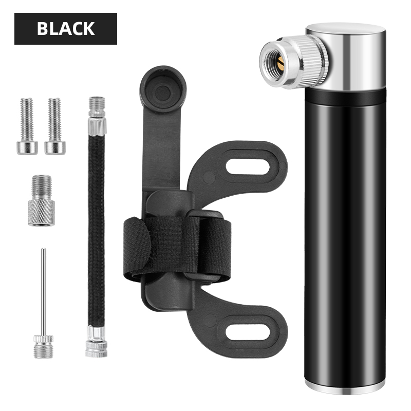 Black Bike Pump w/ Presta/Schrader Adapter Kit