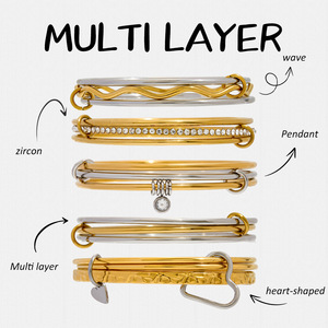 Brazalete de Acero de Titanio, Oro de 18K, Acero Inoxidable, Dos Tonos, Joyería para Uso Diario de Mujer - Product Image 4