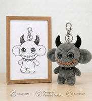 Porte-clés Peluche Monstre Mignon Personnalisé, Figurine Douce à Cornes de Diable en Polyester, Cadeau Boutique Halloween pour la Maison
