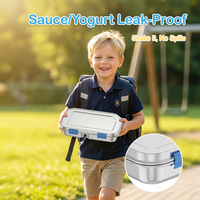 Boîte à lunch en acier inoxydable à 4 compartiments, passe au congélateur et au lave-vaisselle, conteneur bento de 1200 ml pour enfants de maternelle