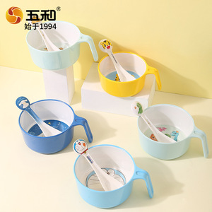 Wuhe Children's Melamine Bowl With Handle And Spoon Cartoon Design For 0-12 Months Anti Scalding Feeding Set - Product Image 1
