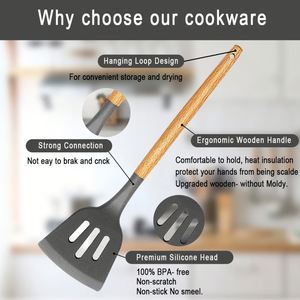 12 Pcs Fungun Kitchen Gadgets <b>Tools</b> Set Khaki Heat Resistant <b>Silicone</b> Kitchen Cooking Utensil Set for Nonstick Cookware - Product Image 2