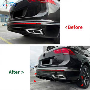 Brillant noir ABS carbone Look voiture arrière inférieur pare-chocs lèvre diffuseur séparateurs latéraux pour Volkswagen <span class=keywords><strong>Tiguan</strong></span> Allspace <span class=keywords><strong>R</strong></span> <span class=keywords><strong>Line</strong></span> 2021-2023 - Product Image 6