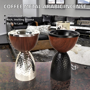 Brûleur d'encens élégant en métal couleur café pour aromathérapie au bois de santal arabe, décoration de fête et de vacances, parfum Bakhoor - Product Image 2