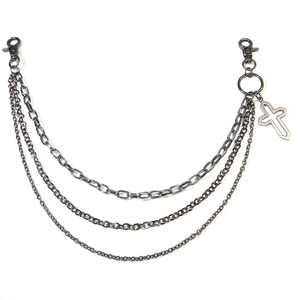 Cross Pendant <b>Trouser</b> <b>Chain</b> Zinc Alloy Multi Layered Gunmetal Black Unisex Fashion Accessory Daily Wear - Product Image 5