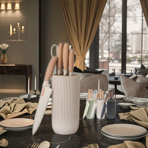 طقم سكاكين مطبخ عصري مكون من 6 قطع من الفولاذ المقاوم للصدأ، الأكثر مبيعًا في أوروبا وأمريكا، مع مقص لحوم للطهي JYTD86 - Product Image 1