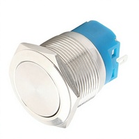 Interrupteur à bouton-poussoir momentané IP65 de 22 mm, bouton en acier inoxydable à tête haute avec 2 bornes à vis, 12V 24V 125V 250V 2A