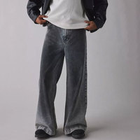 YUCE Vente en gros Jeans en denim pour hommes à logo personnalisé, denim délavé foncé, délavé à l'acide, coupe extra large, pli profond, MOQ 50 pièces