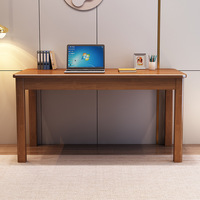 Escritorio Ergonómico de Madera Maciza para Oficina en Casa o Espacio de Estudio, con Amplia Superficie de Trabajo y Acabado de Grano Natural