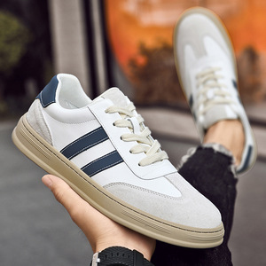 Men's New Large Size Quality Cowhide Mesh <b>Board</b> Shoes European Station Color-<b>matching</b> Contrast White Fashionable Casual Sneakers - Product Image 4