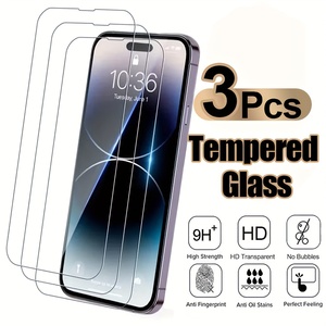 Protector de Pantalla Completo HD de 3 Piezas para iPhone 17 16 15 <span class=keywords><strong>Pro</strong></span> <span class=keywords><strong>Max</strong></span> 17 Air 16e 14 <span class=keywords><strong>13</strong></span> 12 11 <span class=keywords><strong>Pro</strong></span> <span class=keywords><strong>Max</strong></span> 14 15 16 Plus, Vidrio Templado - Product Image 1