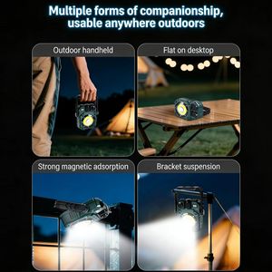 Linterna Portátil Retro Magnética de 5 Velocidades Recargable con Energía <span class=keywords><strong>Solar</strong></span> y Batería, Impermeable, para Camping al Aire Libre - Product Image 5
