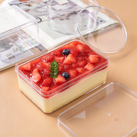 Boîte alimentaire carrée transparente en acrylique PS de haute qualité, de qualité alimentaire, personnalisable, pour desserts, biscuits, tiramisu, gâteaux, recyclable