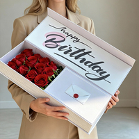 Boîte à fleurs carrée de luxe personnalisée, boîte cadeau pour la Saint-Valentin, arrangement floral, grande boîte d'emballage