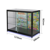 Vitrine d'exposition en verre de nouvelle conception avec éclairage LED, cadre en aluminium, comptoirs d'exposition sur pied, vitrines pour magasins de tabac