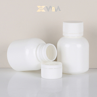 Flacon cylindrique en HDPE blanc de 70 cc pour médicaments, pilules, avec bouchon à vis