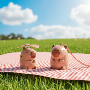 Summer Creative Plastic Cartoon Capybara Neck-Hanging <strong>Fan</strong> Mini Portable USB-Charged Personal Rope Electric <strong>Fan</strong> - Product Image 1