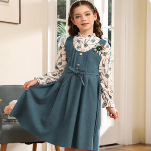 Haute qualité fille printemps automne robe en gros mode élégant enfants ensembles chaud à manches longues jupe deux pièces ensemble - Product Image 3