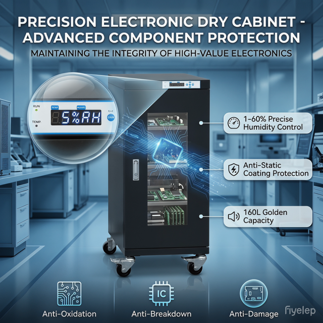 160L Capacity ESD Antistatic Stainless Steel Moisture-Proof Storage Dry Cabinet 448x450x1010mm Lab Workshop Storage Cabinet for