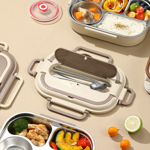 Boîte à lunch personnalisée en acier inoxydable 304 pour employés de bureau et étudiants, avec compartiment portable et bol à soupe, mignonne boîte bento - Product Image 4
