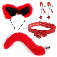 Ensemble SM Multicolore : Plug Anal Queue de Renard Sexy, Pince à Tétons, Collier Nœud Papillon, Jouets Sexuels Fétichistes Animaux Cosplay