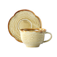 Ensemble tasse et soucoupe en céramique vintage avec glaçure de type Sakura japonaise pour latte art et café, vente en gros
