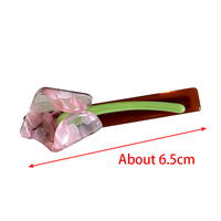 Vente en gros Grande épingle à cheveux cassée de luxe Accessoires pour cheveux en acétate à motifs floraux pour filles Pince à cheveux bec de canard à l'acide acétique doux